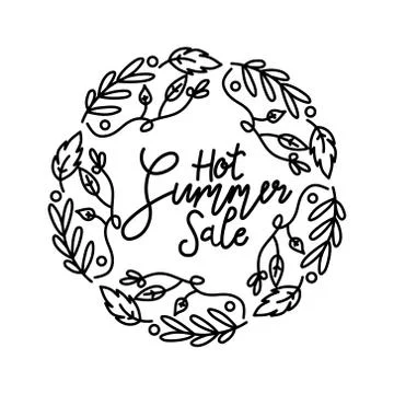 Hot Summer Sale Script Text Design Template Illustrazione stock