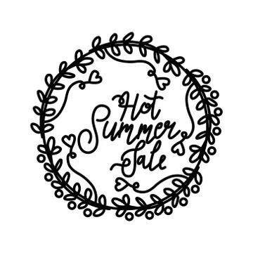 Hot Summer Sale Script Text Design Template Stock Illustration