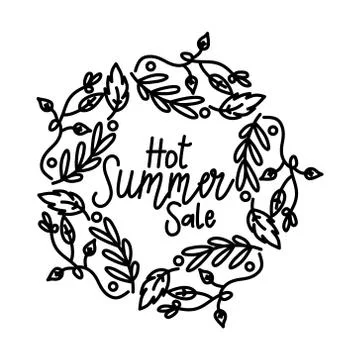 Hot Summer Sale Script Text Design Template Illustrazione stock