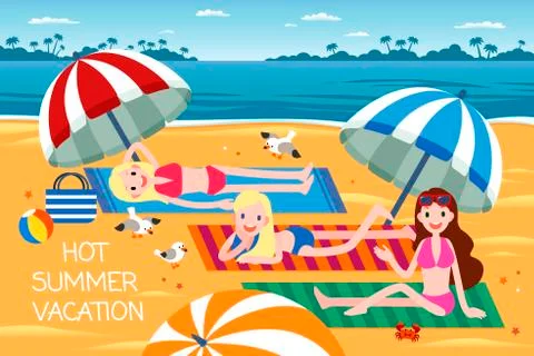 Hot summer vacation Stock Illustration