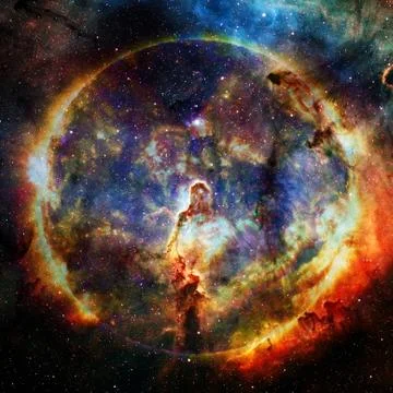 Hot sun on a background of the nebula. Elements of this image furnished by NA 스톡 일러스트