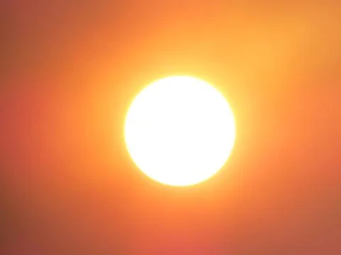 Hot sun causing global warming, heat wave and climate change Foto stock