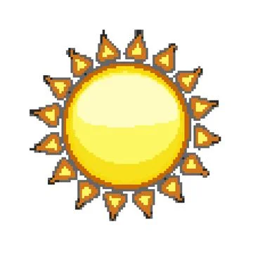 Hot sun pixel art vector illustration Stock Illustration
