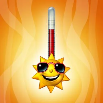 Hot Sun Thermometer Temperature Stock Illustration