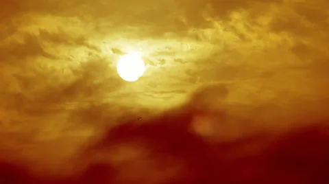 Hot Sunset Clouds and Sun HD Stock Footage 32454583