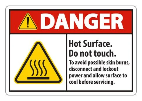 Hot Surface, Do Not Touch, To Avoid Possible Skin Burns, Disconnect And Locko Ilustración de archivo