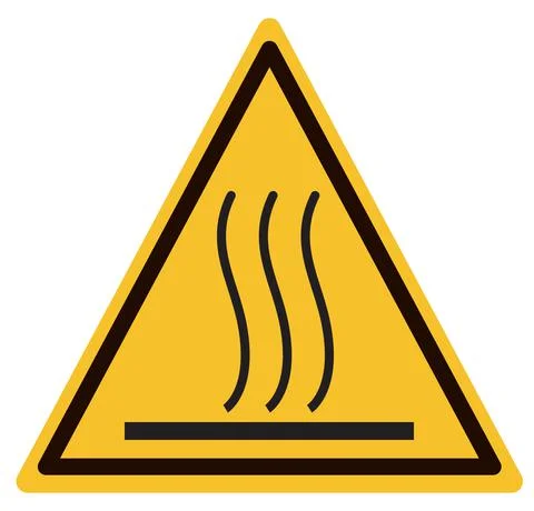 Hot surface warning sign. beware hot symbol. caution hot surface icon. Stock Illustration