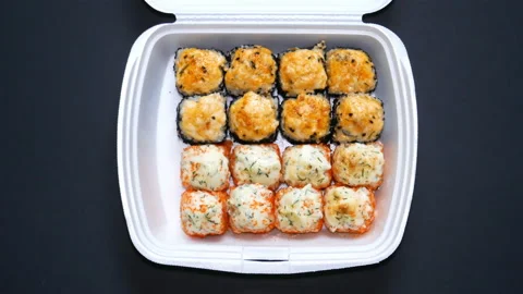 Hot Sushi set on dark background. Stock Footage 122398272