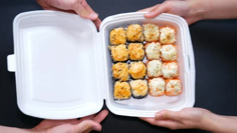 Hot Sushi set on dark background. Stock Footage 122398435