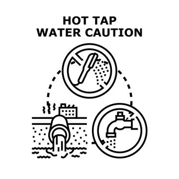 Hot tap water caution concept warning symbol Stock-Illustration