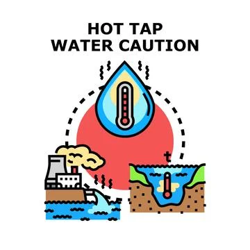 Hot tap water caution vector concept Stock Illustration