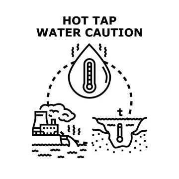 Hot tap water caution vector concept Stock Illustration