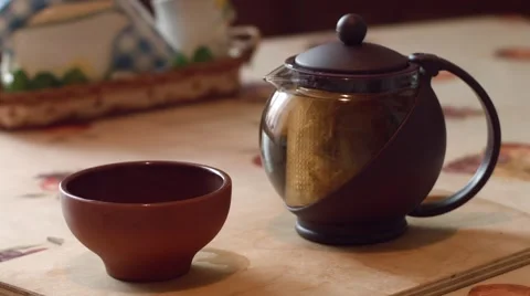 Hot tea and teapot Stock Footage 62759144