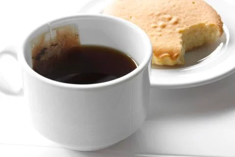 Hot tea with cake Stock Photos