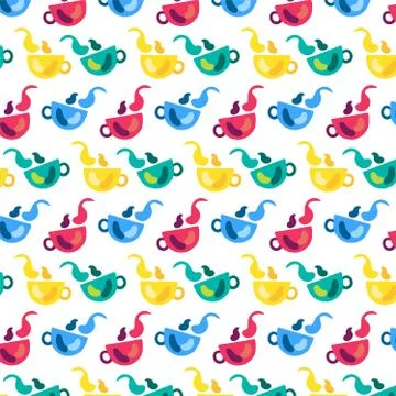 Hot tea, coffee vector seamless pattern イラスト素材