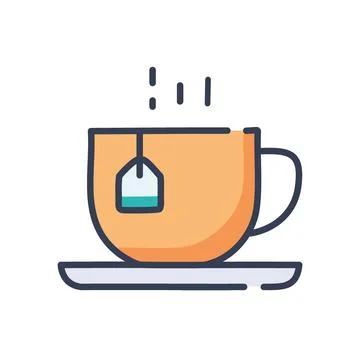 Hot tea cup. A cup of tea with a teabag, perfect for a relaxing break. Stock Illustration