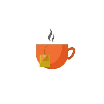 Hot tea cup flat icon. clip art Illustrazione stock