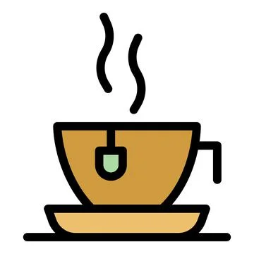 Hot tea cup icon color outline vector Stock Illustration