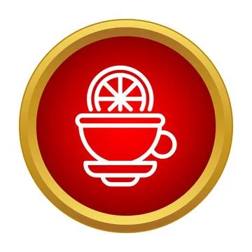 Hot tea cup with lemon slice icon Stock Illustration