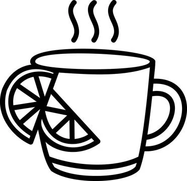 Hot Tea Cup With Lemon Slice Icon Stock Illustration