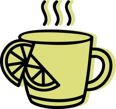 Hot tea cup with lemon slice Stock Illustration