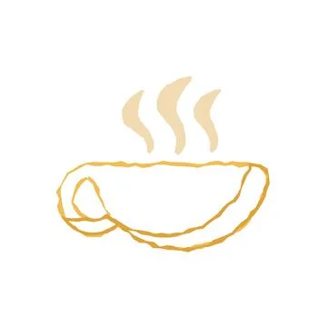 Hot tea cup outline. Vector Stock Illustration