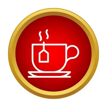 Hot tea cup with tea bag icon Stock Illustration