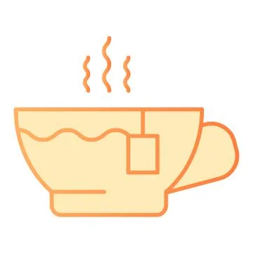 Hot tea flat icon. Mug orange icons in trendy flat style. Tea cup gradient style Stock Illustration