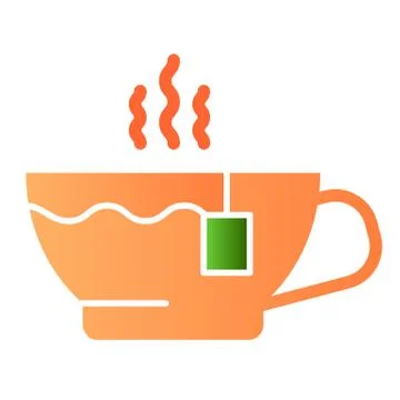 Hot tea flat icon. Mug color icons in trendy flat style. Tea cup gradient style 스톡 일러스트