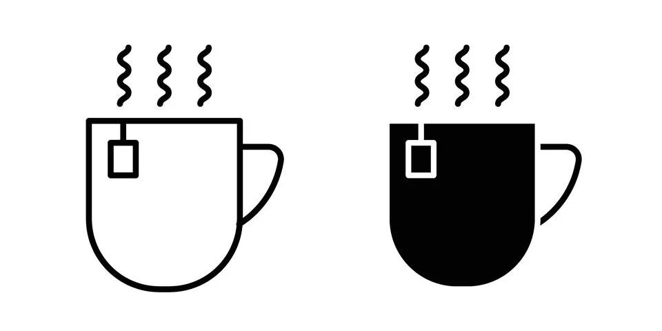 Hot tea icon black vector isolated on white Stock Illustration
