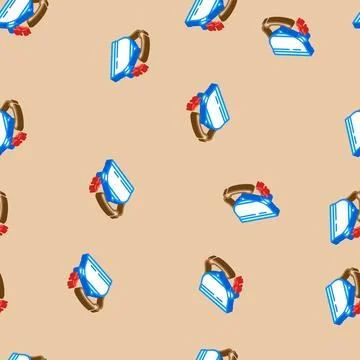 Hot tea kettle isometric icon seamless pattern Stock Illustration