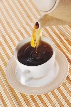 Hot tea with lemon Foto stock