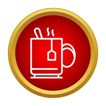 Hot tea mug icon with a tea bag Stock Illustration