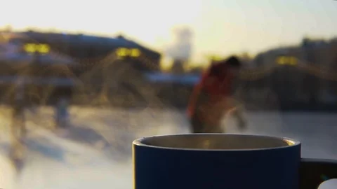 Hot tea pours from the thermos bottle 2 Stock Footage