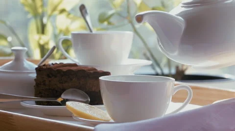 Hot tea slow motion shot Stock Footage 59341255