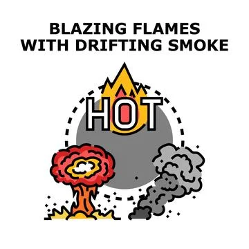 Hot temperature feeling concept with blazing flames and smoke Stock Illustration