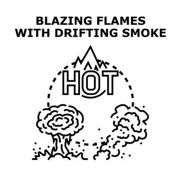 Hot temperature feeling concept with blazing flames and smoke Stock Illustration