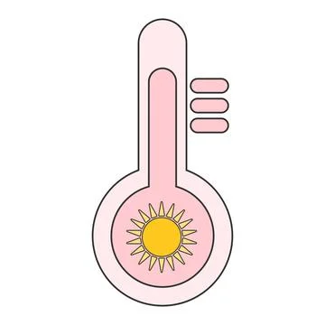 Hot temperature thermometer or temperature indicate. Weather on isolated wh.. Stock Illustration