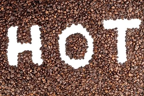 Hot text  in coffee beans Stock Photos