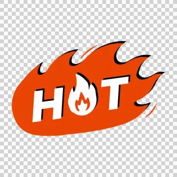 Hot text sign with flame illustration for marketing and promotional sales d.. Stock Illustration