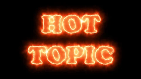 Hot Topic text burning animation on black background footage 4k Video stock 111223797