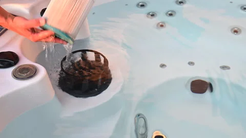 Hot Tub Filter Cleaning - Quick and Easy Steps Stock Footage 277853431