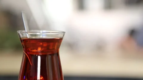 Hot Turkish Tea in the Office Stock Footage 219675205
