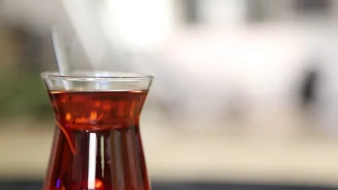Hot Turkish Tea in the Office Stock Footage 219675206