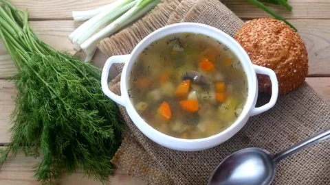 Hot vegetables soup  Stock Footage