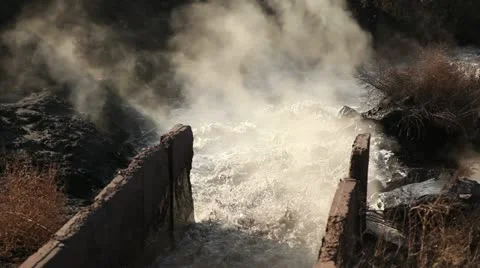 Hot wastewater. Stock Footage 12461561