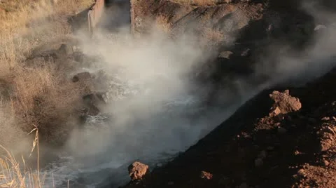 Hot wastewater. Stock Footage 12465367