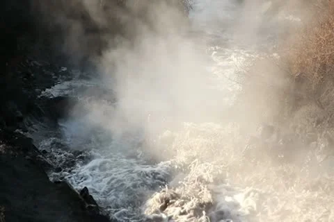 Hot wastewater. Stock Footage 12513611