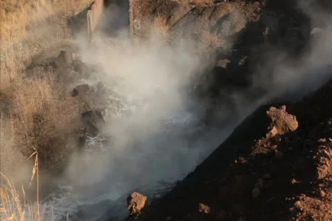 Hot wastewater. Stock Footage 12513864