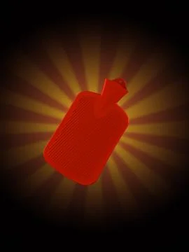 Hot water bottle on rays background Stock Illustration
